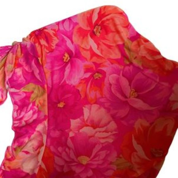 PINK ISLAND GIRL FLORAL FLOWY SKIRT RUFFLE ASYMMETRICAL MINI FASHION NOVA IN XS - Picture 5 of 5